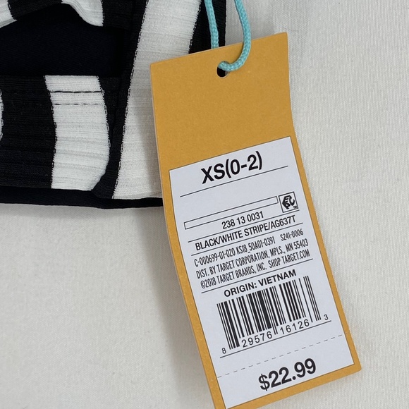 Kona Sol Womens XS Faux Wrap Halter Bikini Top Black White Stripes Halter Neck - Picture 4 of 5